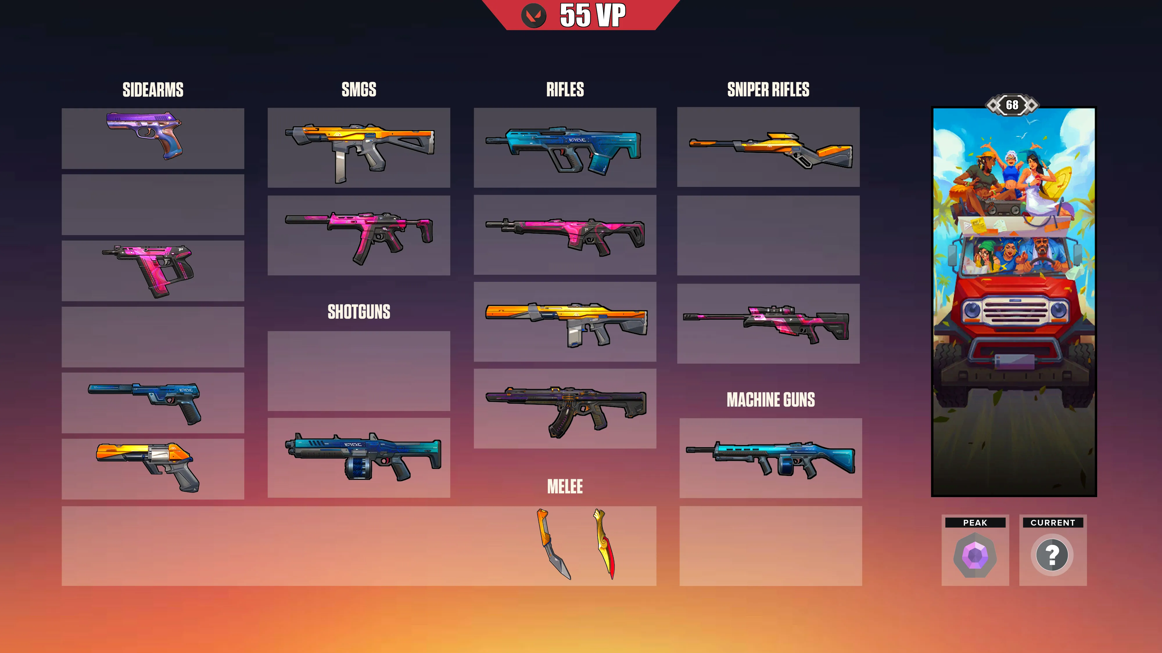AP ⸱ 🎖️ Ignite Fan Collection ⸱ 🔢 68 Level ⸱ ⬆️ Peak Diamond 1 ⸱ 🔫 16 Skins ⸱ 🎟️ 1x Battlepass ⸱ 💰 55 VP ⸱ 🔮 360 RP ⸱ 🧬 25x Agents ⸱ 📝 Check Description 1
