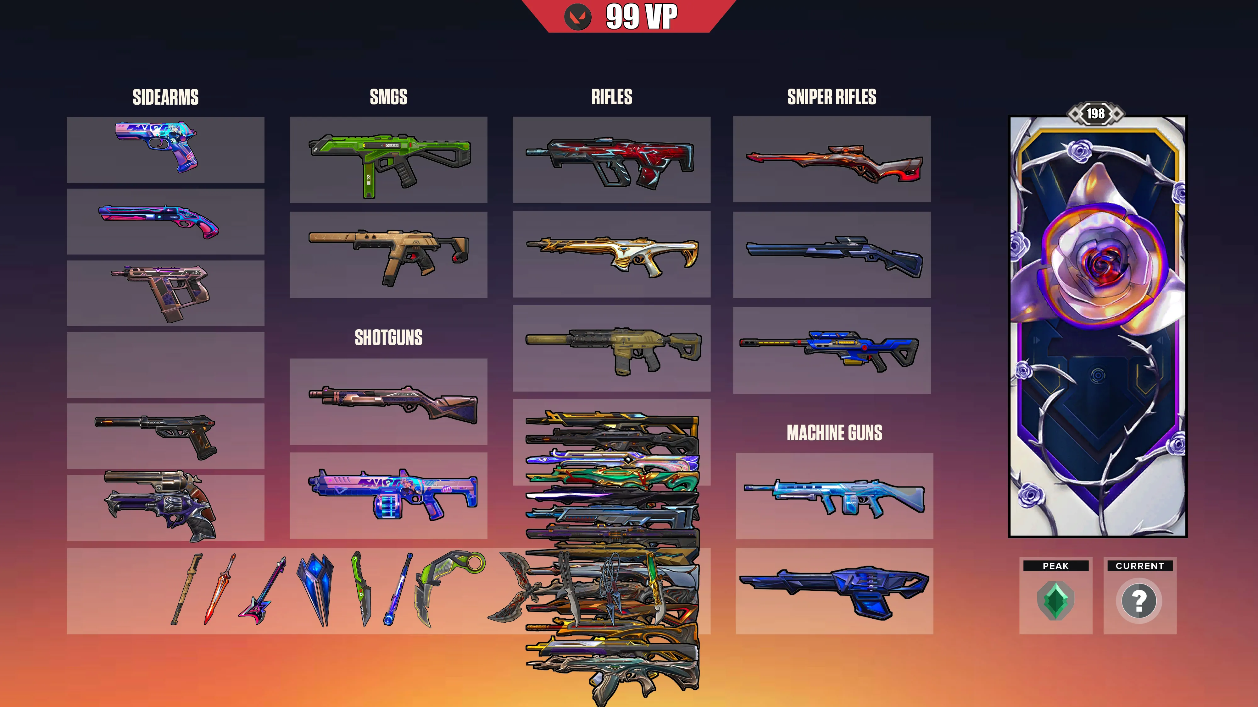 EU ⸱ 🎖️ Unranked ⸱ 🔢 198 Level ⸱ ⬆️ Peak Ascendant 1 ⸱ 🔫 104 Skins ⸱ 🎟️ 6x Battlepass ⸱ 💰 99 VP ⸱ 🔮 65 RP ⸱ 🧬 28x Agents ⸱ 📝 Check Description 1
